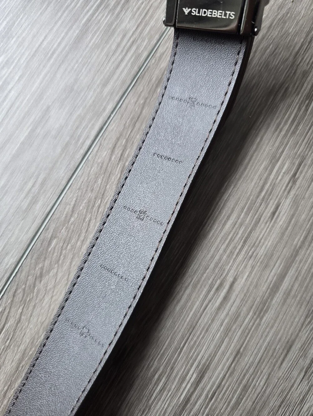 SlideBelts Brown Leather Ratchet Belt Adjustable No Hole Gunmetal Buckle Men's